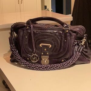 Hayden Harnett purple leather satchel